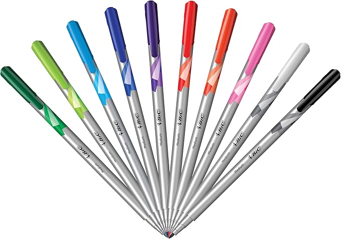 BIC Intensity Fineliner Marker Pens, Medium Point (0.7mm), Assorted Colors, Smooth Application, 10-Count