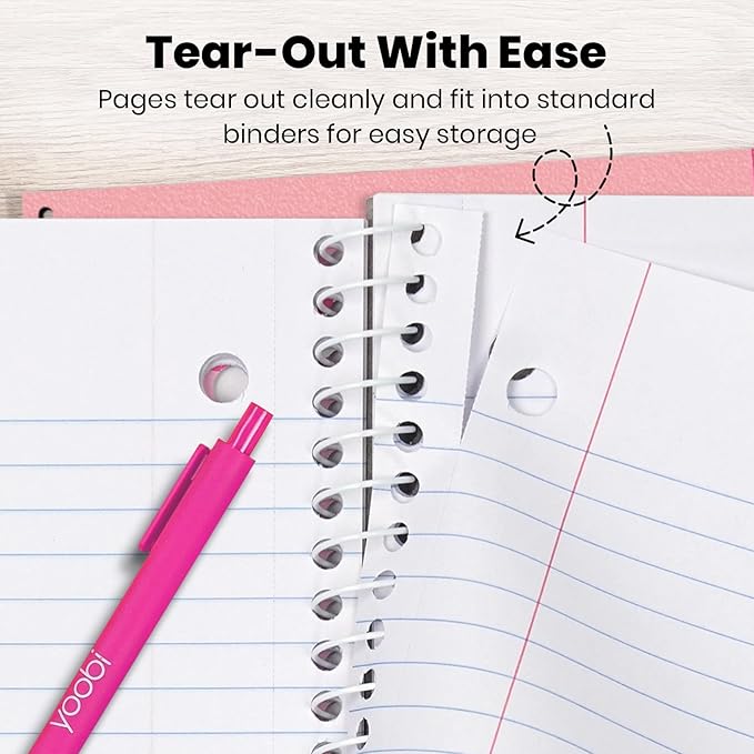 Yoobi Barbie X College Ruled Spiral Notebook Set – 3-Pack of 1 Subject Notebooks, Pink, Blue & Peach Barbie Designs – 100 Perforated 3-Hole Punched Sheets – 10.5” x 8”
