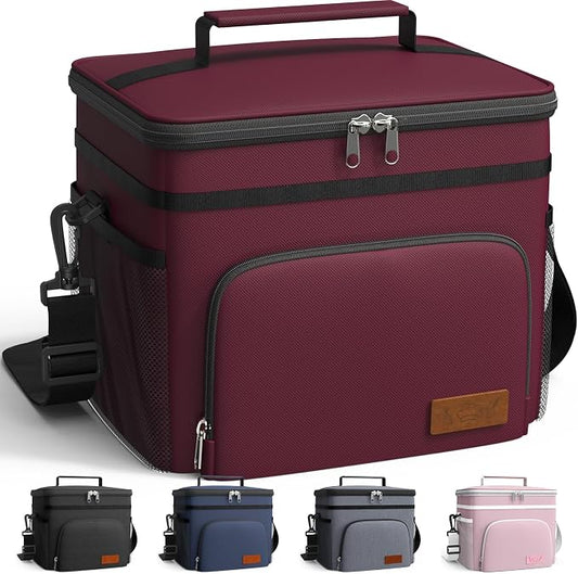 HOTOR Insulated Lunch Box Men Women Leak-Proof Cooler Lunch Bag 9L | 4 Pockets, Adjustable Strap, Ideal for Work, Picnic, Travel, Camping, Gift, Red