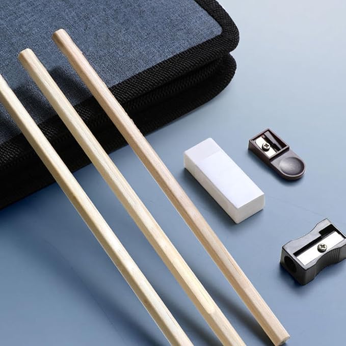 School Geometry Tool Set, Including Metal Geometry Tool, Divider, Set Square, Pencils, Eraser, Sharpener, Storage Bag