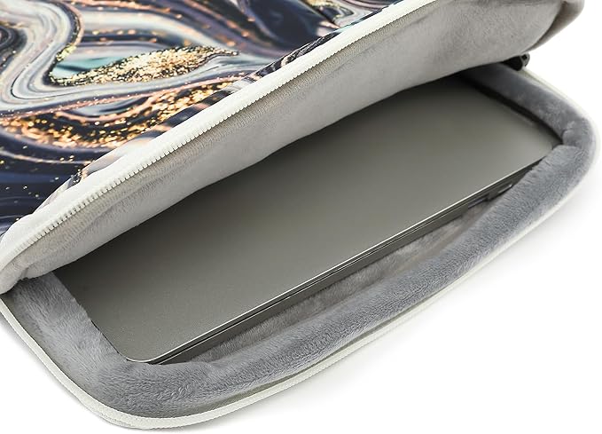 360° Protective Laptop Sleeve Case Bag with 3 Pockets,Handle,Luggage Strap for MacBook Pro 14 inch and 14 inch-14.4 inch Screen Laptop (Black Marble)