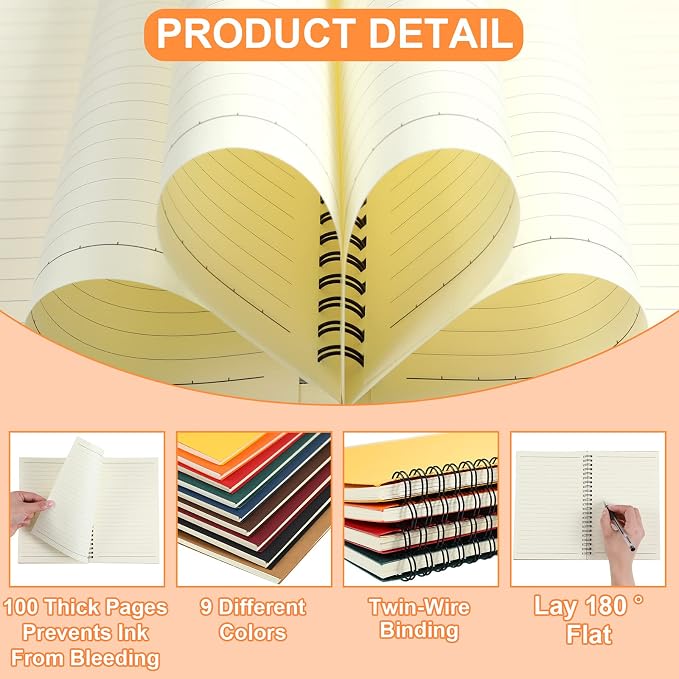 Yahenda 72 Pcs Spiral Notebooks, 1 Subject, Wide Ruled, Multi Color