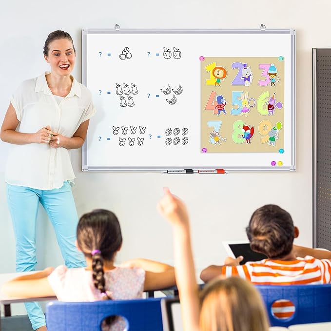 TRIPOLLO White Board Dry Erase 36 x 24 inches, Magnetic Dry Erase Board Whiteboard for Wall, Aluminum Frame Hanging Whiteboard Marker Board Writing Board (36 x 24 inch Silver)