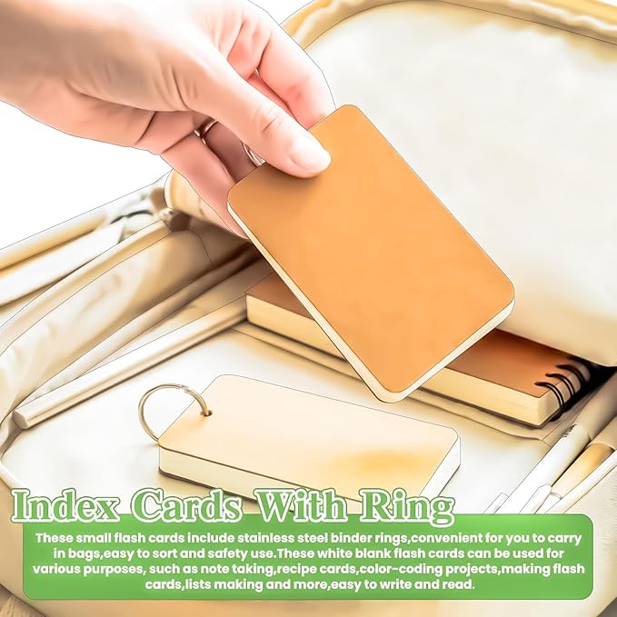 400 PCS Flash Cards 2 x 3 Inch Index Cards with Ring,Portable Blank Note Card Flashcards,Mini Blank Flash Cards White Note Pad 2 x 3 Index Study Notecards for School Office Supply