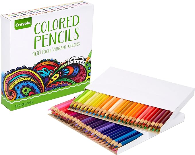 Crayola Adult Colored Pencil Set (100ct), Premium Coloring Pencils For Adult Coloring Books, Gifts for Teens & Adults, 12+