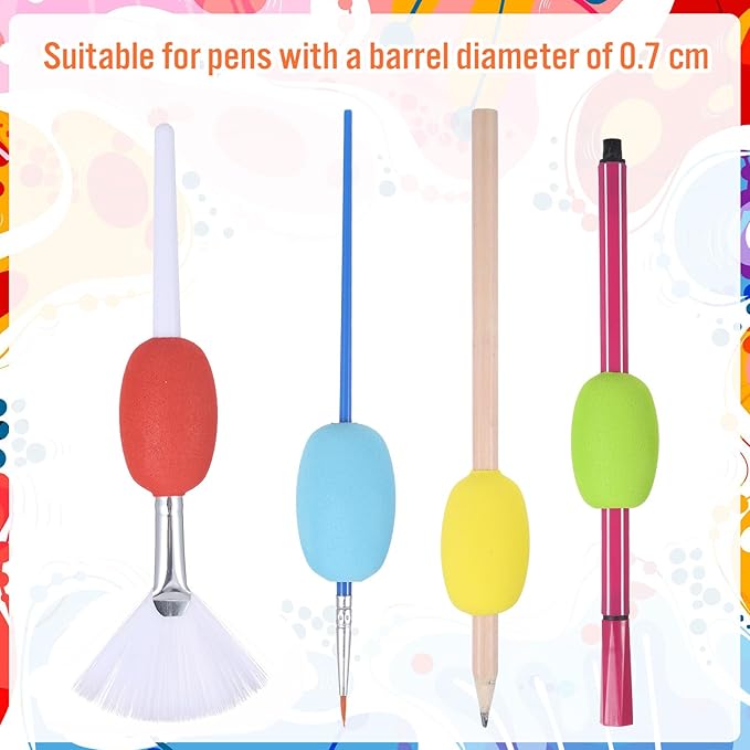 12PCS Egg Pencil Pen Grips, Soft Cushioned Foam Handwriting Grips Pen Colorful Egg Stylus Foam Writing Aid
