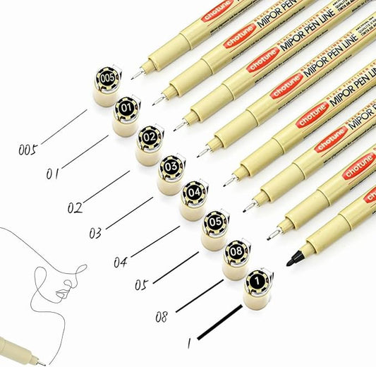 GETHPEN Micro Fineliner Set – Archival Black Ink pen for Writing & Drawing, Assorted Point Sizes, Holiday Gifts for Artists & Crafters – 8-Pack