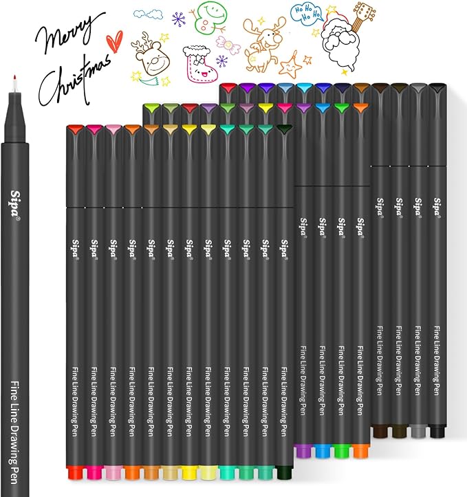 Sipa 36 Colored Fineliner Pens for Journaling, 0.38mm Fine Point Tip