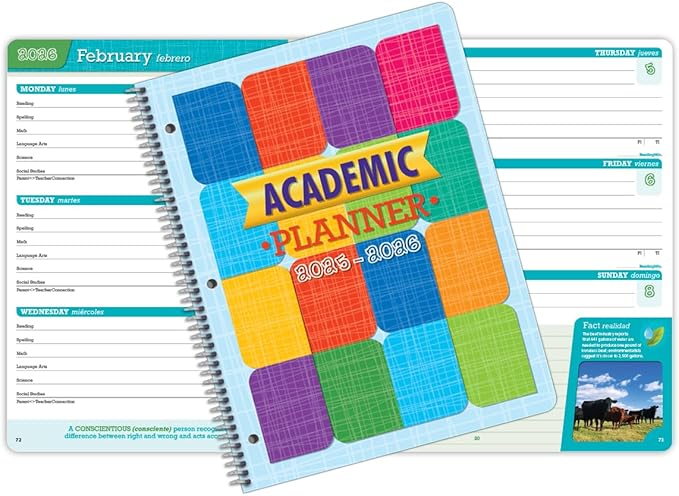 Dated Elementary Student Planner 2025-2026 Academic School Year, Large (8.5" by 11") Block Style Datebook with Imagine Cover