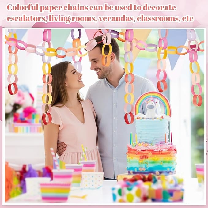 Lincia 600 Sheet Paper Chain Garland Strips 1x8 Inch with Double Sided Tape, DIY Construction Paper Chains for Birthday Wedding Holiday Party Decorations, Crafts Supplies (Valentine)