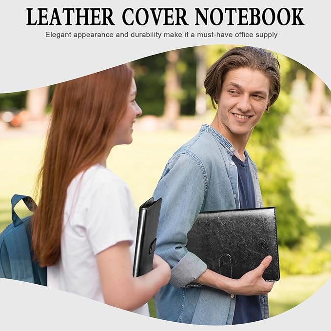 6 x 9 Inch Steno Pad Holder PU Leather Black Steno Pad Cover Business Padfolio Organizer Compatible with 6 x 9 Steno Notebook Portfolio Pocket Organizer With Pen Loop for Business