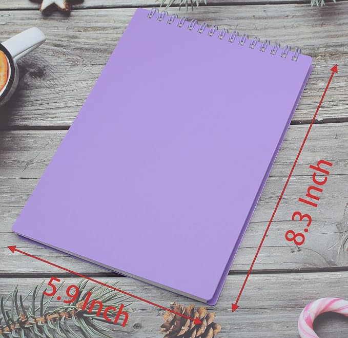 Yansanido Top Bound Spiral Notebook, 3 Pcs 3 Color A5 Size Thick Plastic Hardcover Grid Paper 80 Sheets (160 Pages) Journal for School and Office Supplies (Dark Color)