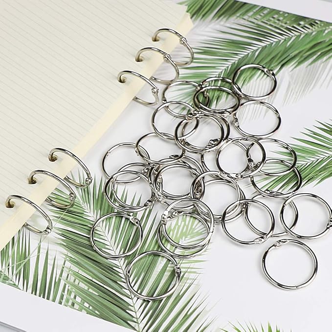 Binder Rings 1 Inch 100 pcs-Sturdy Book Rings-Loose Leaf Binder Ring for Index Cards Flashcards and Paper-Nickel Plated Metal Rings for Office School Supplies-Heavy Duty Silver Paper Rings