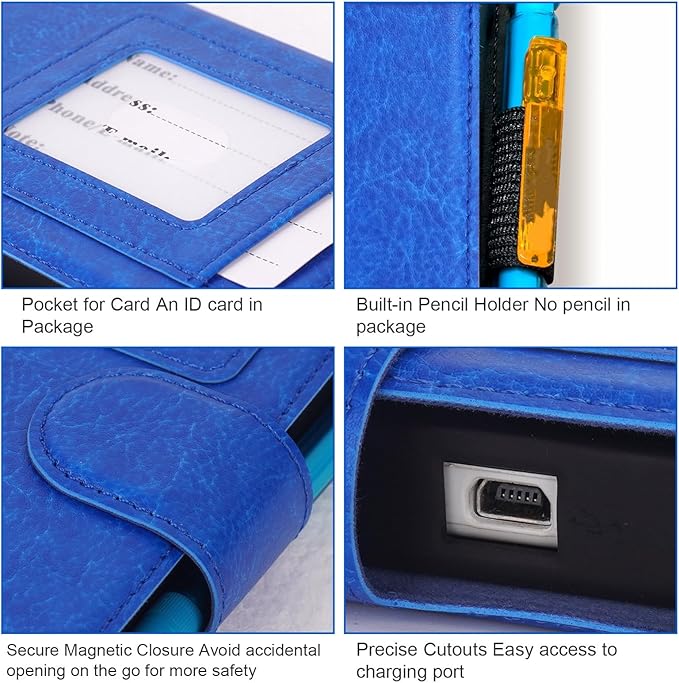 YouKnow PU Leather Protective Case Compatible with Texas Instruments TI-84 Plus CE Color Graphing Calculator with ID Card Slot (Only Case) (Blue)