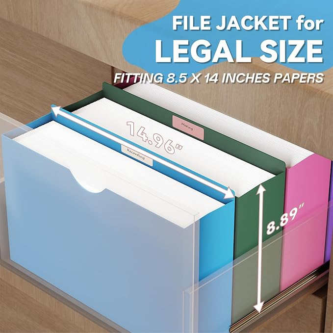 Plastic 3 Inch Expanding File Pocket Legal Size,12 Pack Reinforced Manilla Pocket Folders,Heavy Duty Expandable File Jacket for Documents,Accordion Folders with Straight Cut Tabs,Assorted Color