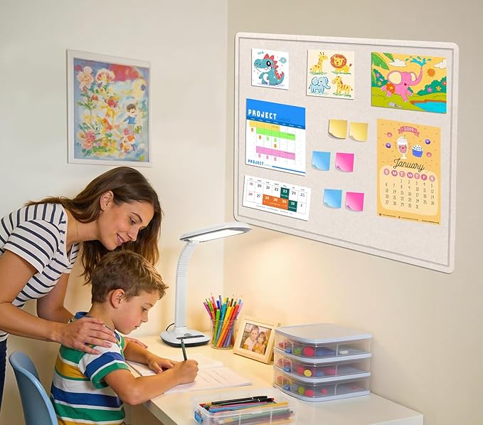 Large Bulletin Board, 48 X 36 inches Felt Board Notice Pin Board, 4' x 3'Cork Board Alternative for Wall, Self-Adhesive Vision Board Mood Board Foldable Photo Board with 30 Pushpin (Oatmeal)