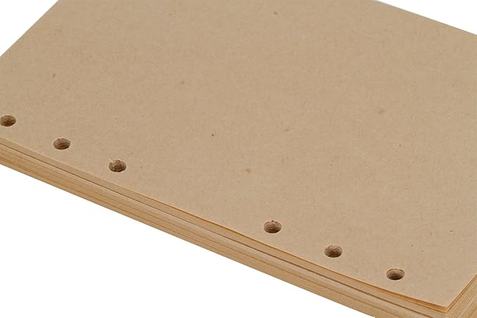 A6 Kraft Refill Paper 6 Hole Punched Filler Paper Refills for A6 Loose Leaf Notebook Travel Journal Personal Diary Planner Binder, 80 Sheet, 160 Page, 4.1 Inches x 6.5 Inches