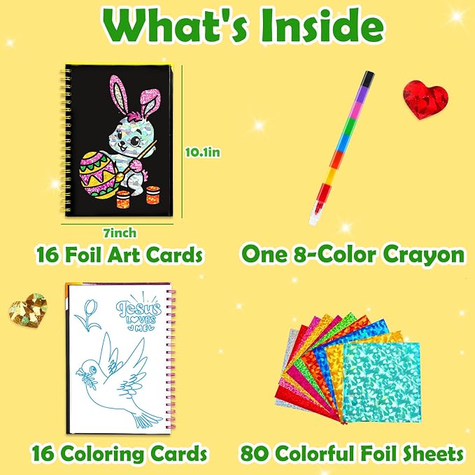 FUNNYB&G Mess-Free Foil Art Craft for Kids Ages 4-10, Kids Birthday Gift