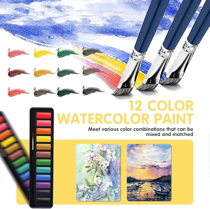 Watercolor Workbooks Coloring Book Easy Nature Scenes Beginner Friendly Watercolor Painting Set Art Crafts Painting Kit for Creative Exploration Gift for Adults Beginners (The Fall, Without Palette)
