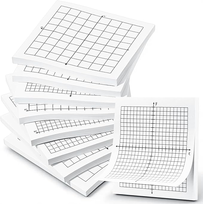 Sabary 8 Packs Graph Paper Sticky Notes 400 Sheets 3 x 3 Inch Lined Mini Graph Pads 20 x 20 Four Quadrant Adhesive Grid Sticky Notes for Office School Math Supplies (6 Style,White)