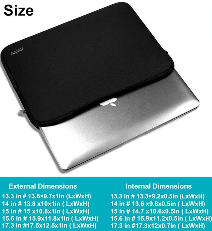 Naukay Laptop Bag 15 Inch, Resistant Neoprene Laptop Sleeve/Notebook Computer Pocket Case/Tablet Briefcase Carrying Bag Compatible for 15.4 inch MacBook Pro, Ultrabook Notebook, (Black)