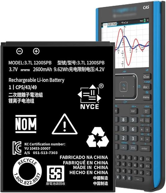 TI-84 Plus CE Battery for Texas Instruments,𝗨𝗽𝗴𝗿𝗮𝗱𝗲𝗱 High Capacity 0 Cycle,P11P35-11-N01 Battery,Part No 3.7L1200SPB 3.7V TI-Nspire CX II TI-Nspire CX II CAS