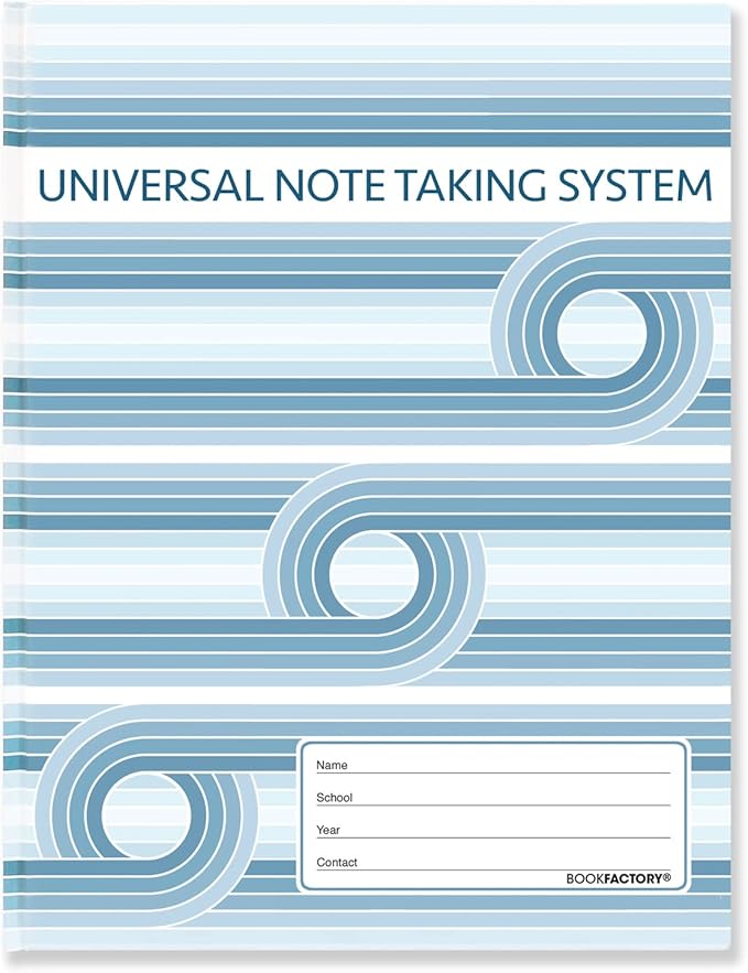 BookFactory Universal Note Taking System (Cornell Notes) / NoteTaking Notebook - 100 Pages, 8.5'' x 11'' - Laminate Hardbound (Made in USA)