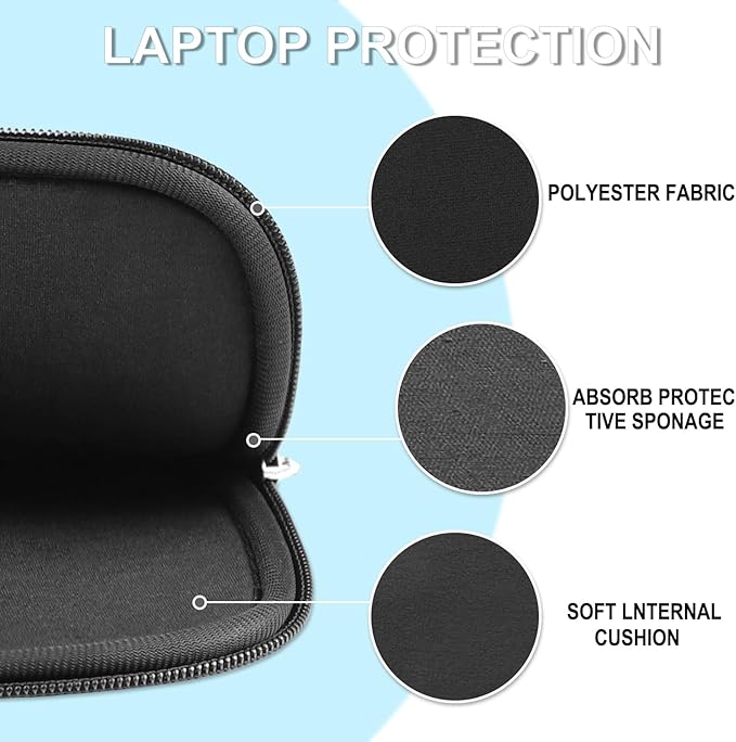 Laptop Sleeve Case 14 inch, Shockproof Protective Laptop Cover Briefcase Carrying Computer Bag with Accessory Pocket Portable Computer Sleeve for 14" MacBook, HP, Dell, Lenovo, Acer, Black