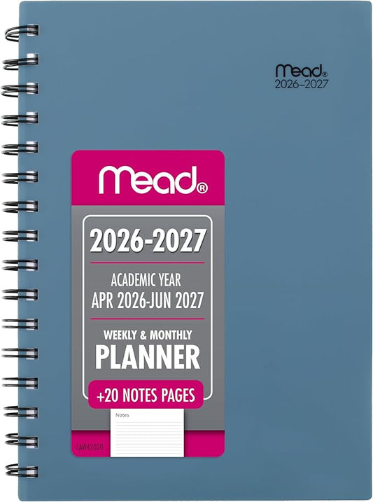 Mead Planner 2026-2027 Weekly & Monthly Academic 15-Month April-June, 5.5" x 8.5", Composure Blue (CAW42020)