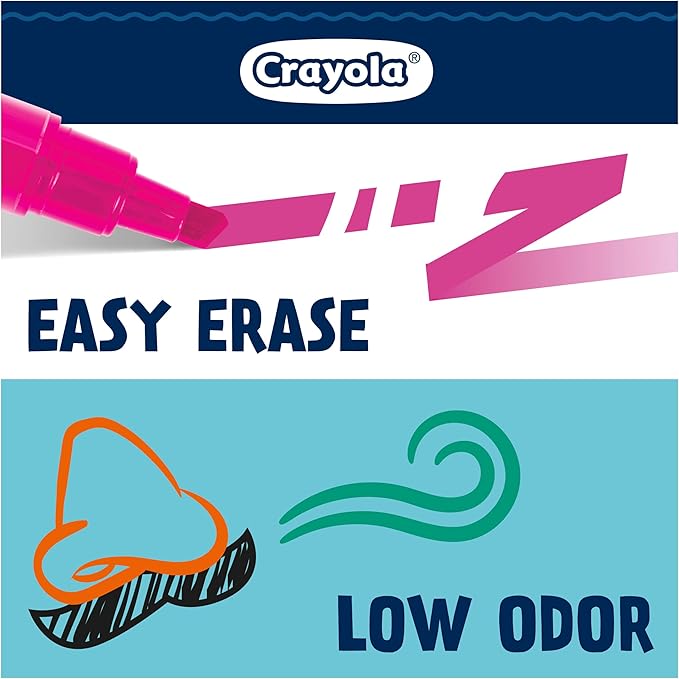 Crayola Take Note Dry Erase Markers for School (12ct) Essential Easter Basket Stuffers, Chisel Tip Whiteboard Markers, Spring Craft Supplies for Teachers, Low Odor (Pack of 2)