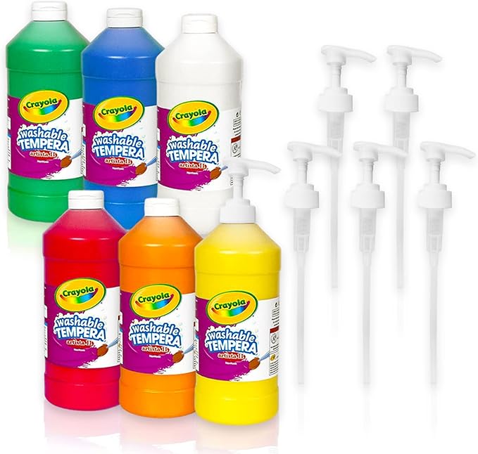 Kids Painting Set, Washable Paint for Kids with Pump Dispenser, Non Toxic Washable Finger Paints 16 oz Each Toddler Painting Supplies Gifting Bundle for Classroom