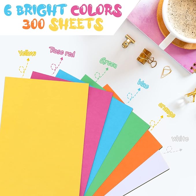 Fainne 300 Pcs 4 x 6 Inches Blank Index Cards 180 Gsm Thick Card Stock Assorted Color Neon Blank Flash Cards Colorful Study Notecards for Organizing(Vivid Colors)