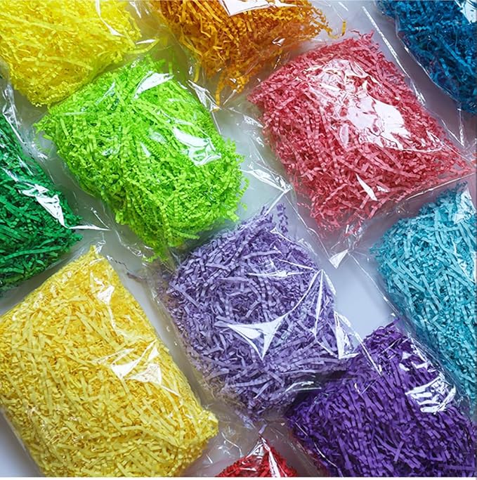 LKQBBSZ 50g Crinkle Cut Paper Shred for Easter Decor Gift Basket Filler, Gift Box Filler Paper Shreds, Raffia Grass for Gift Wrapping (Purple)