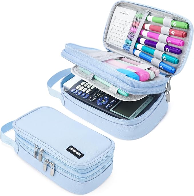 Pencil Case Large, High Capacity Canvas Big Pencil Pouch Organizer Holder | 5 Compartments Pockets Sturdy Zipper, Cute Pencil Case for School Office Student Teen