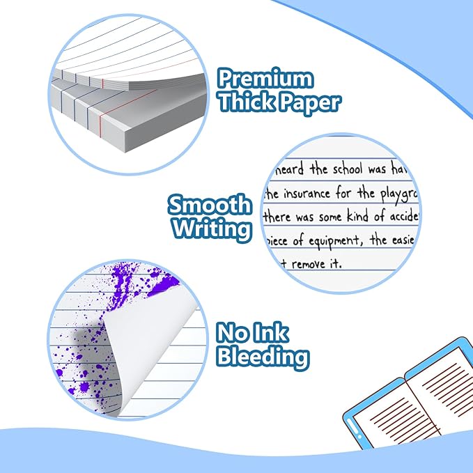 Index Cards 3x5 Inch With Ring, 300 Count, Ruled White Colored Index Card, 180GSM Flash Cards College Ruled for Students, Teachers, Study Note Card for Office, Home, School, Office