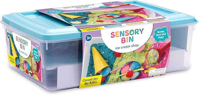 Creativity for Kids Sensory Bin: Ice Cream Shop Playset - Toddler Learning Toys, Pretend Play Ice Cream Set, Kids Gifts for Girls and Boys (Ages 3+)