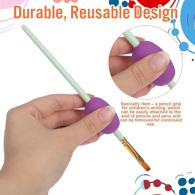 12PCS Egg Pencil Pen Grips, Soft Cushioned Foam Handwriting Grips Pen Colorful Egg Stylus Foam Writing Aid