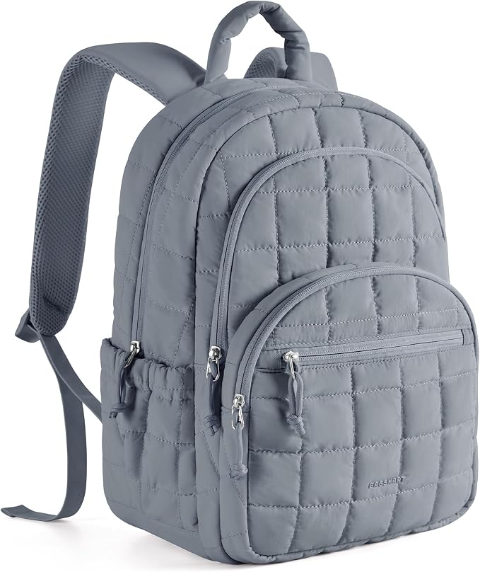 BAGSMART Travel Backpack for Women, College Laptop Backpack, Dark Gray | Fits 15.6" Laptop, Personal Carry-on Size with Trolley Sleeve, Quilted Style for College Nurse Teacher, Water-Resistant
