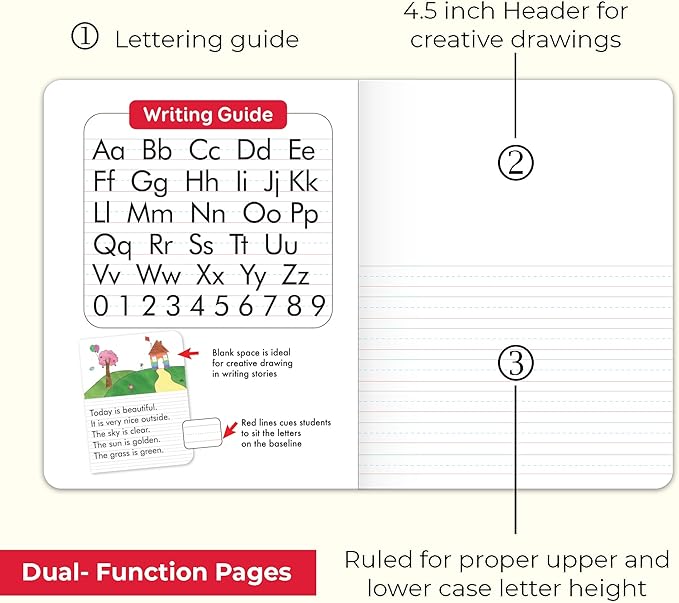 BAZIC PRODUCTS Primary Journal, 100 Sheets, Grades K-2, 6-Pack