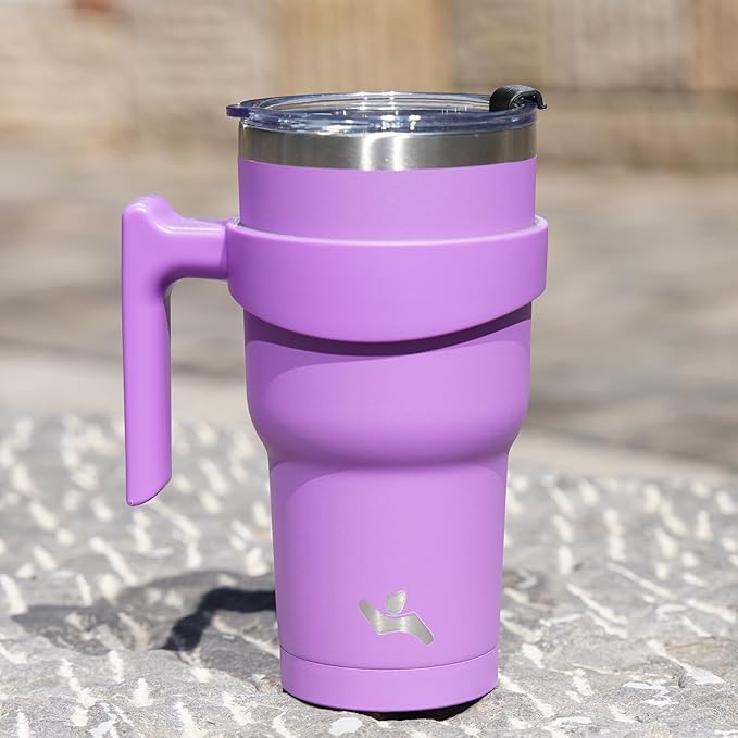 Konokyo 40 oz Tumbler with Handle and 2 Straw 2 Lid, Insulated Water Bottle Stainless Steel Vacuum Cup Reusable Travel Mug,Lavender