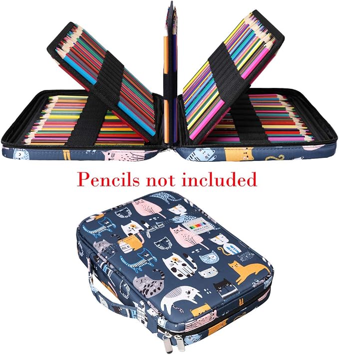 Coloring Pencil Case 220 Slots Pencils/Gel Pens Organizer Waterproof Travel Case Zipper Carrying Portable Pencil Markers Pen Holder Bag for Painter Writers