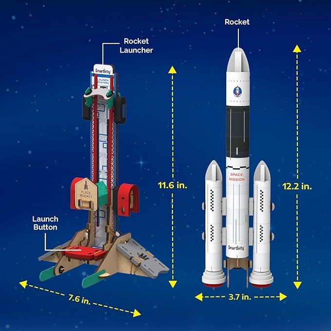 Smartivity Rocket Launcher STEM Kit for Ages 6-12 Years | Build Your Own Rocket with Launcher | Birthday Gift for Smart Kids | DIY Science Toy for Boys & Girls 6,7,8,9,10,11,12 Years Old