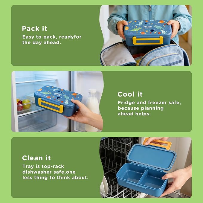 Bento Lunch Box for Kids With 8oz Food Thermo,BPA-Free for School | Lunch Container with 2 Compartments, Insulated Food Jar, Dishwasher Safe, Easy to Clean, Lunch Box for Girls Boys