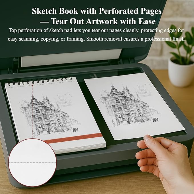 Ankkol Art Sketch Book 9x12, Top Spiral Bound Sketchbook, 68 lb/100gsm Art Paper for Adults with Hardcover & Acid-Free Drawing Paper, 100 Sheets Drawing Pad for Adults.