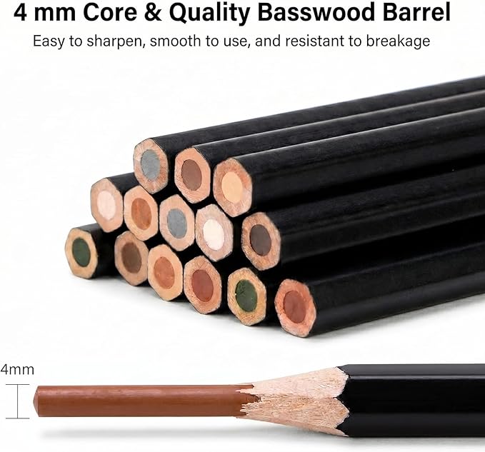 Marie's Professional Charcoal Drawing Set - Premium Artist Sketching Pencils for Portraits & Fine Art - Ideal for Professional Artists & Studio Creation(Light Brown)