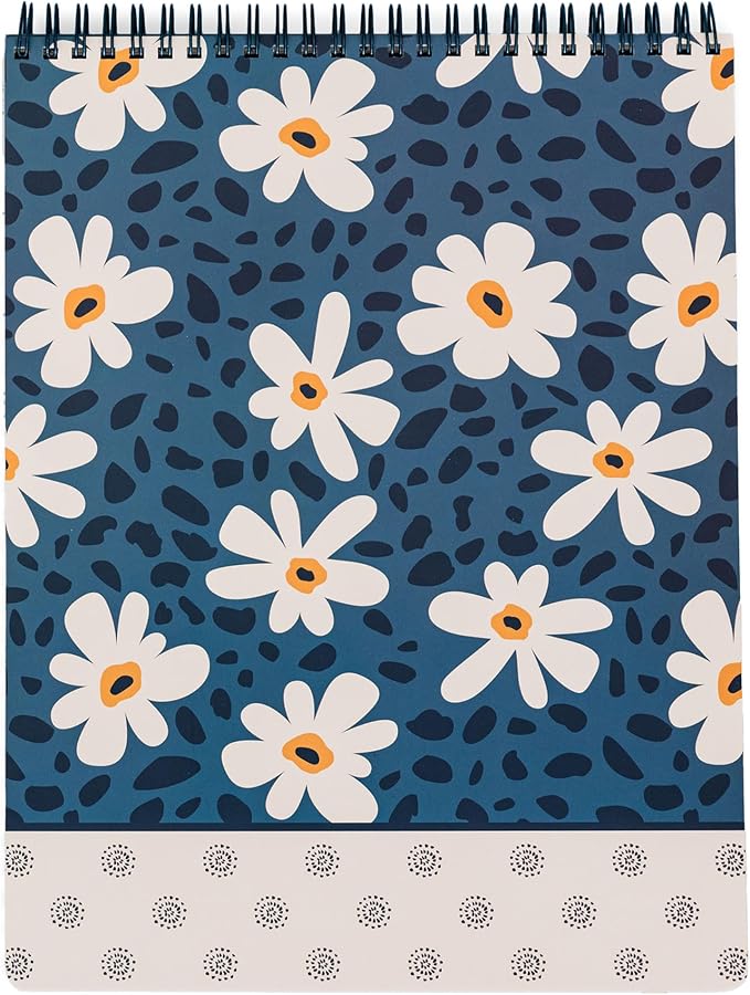 Steel Mill & Co. Large Top Spiral Notebook, Leopard Daisy