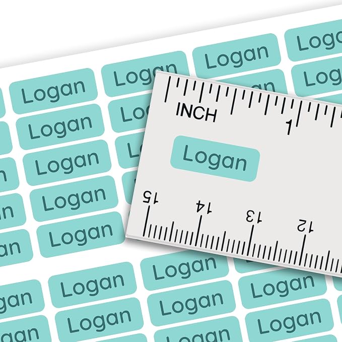 Personalized Mini Name Labels for Kids (210 Count) – Custom Waterproof Name Stickers for School, Daycare, Water Bottles, Lunch Boxes, Pencils, Supplies - Fresh Aqua