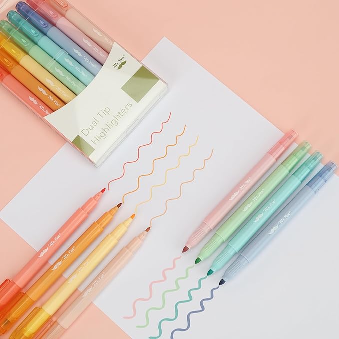 Mr. Pen- Dual Tip Bible Highlighters, 8 Pack, Pastel Colors, Fast Dry Highlighters Set, Cute Markers for Bible Study, Journaling, School, Office Supplies and Accessories