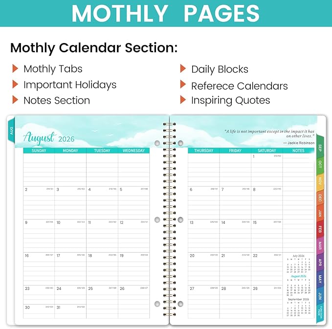 Student Planner 2026-2027 - School Planner 2026-2027 with Planner Stickers & Colorful Tabs, Aug. 2026 - Jun. 2027, 8.5" x 11", Monthly and Weekly School Planner, Academic Planner with Motivational Quotes - Globe Planner
