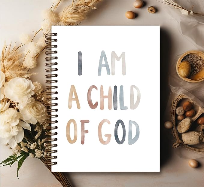 Christian Spiral Notebook journal,I am a Child of God,Boho Rainbow Hardcover College Ruled Spiral Notebook Journal for Work Notes School Student Teacher,Inspirational Gifts for Women Teen Girls